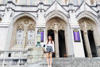 Hailey in front of Suzzallo Library, University of Washington